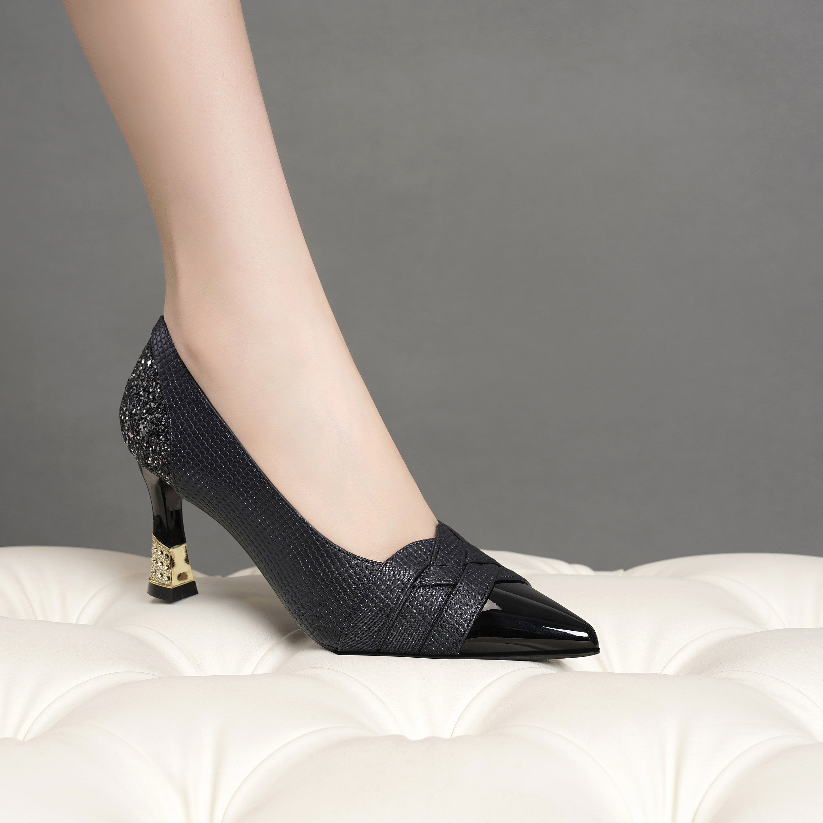 Women's Pointed Toe Stiletto Heels Faux Leather Pumps