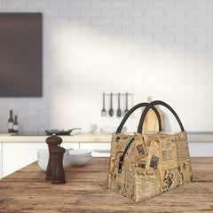 Vintage Newspaper Insulated Tote Bag Portable Reusable Cooler Lunch Bag