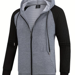 Men's Waffle Pattern Hooded Jacket