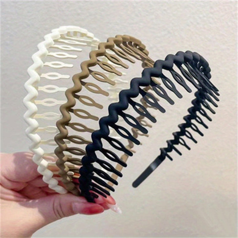 Women Solid Wave Headbands Non slip Hairbands Girls Hair Combs Wash Face