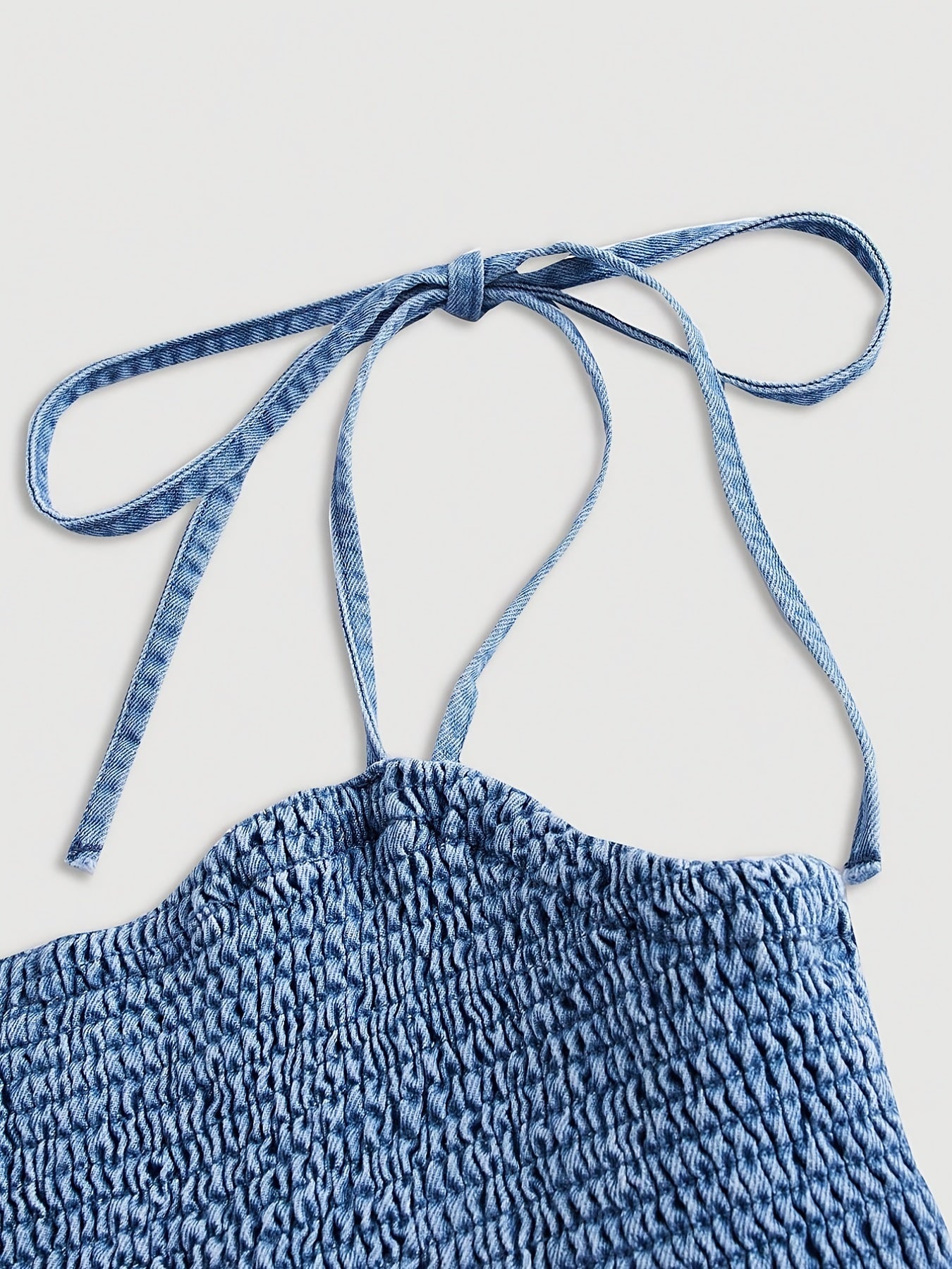 Sexy Denim Plus Top Tie Shoulder Stretch Cami