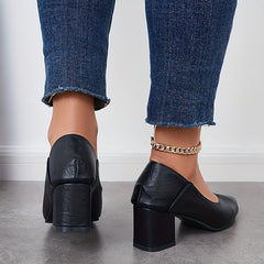 Women's Pointed Toe Office Pumps Soft Sole Slip On Mid Heels