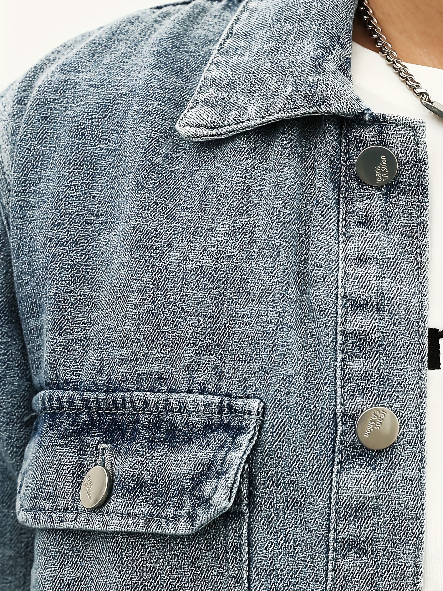 Men's Denim Jacket Lapel Button Up Coat Spring Fall