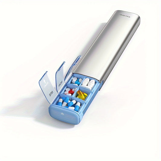 Waterproof Pill Organizer Golden Aluminum Shell Portable Travel