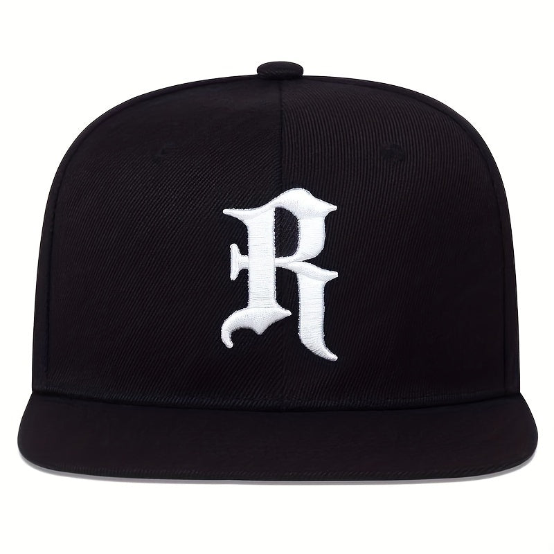 Gothic R Embroidery Snapback Hat Solid Hip Hop Baseball Cap Unisex
