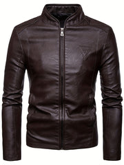 Men's Classic PU Zip Up Faux Leather Jacket