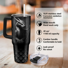 40oz Stainless Steel Dragon Tumbler Insulated Travel Mug with Lid and Handle