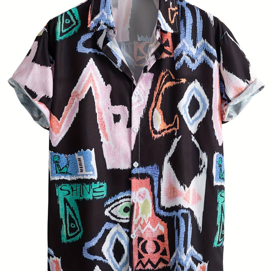 Graffiti Style Men's Short Sleeve Shirt for Summer Vacation