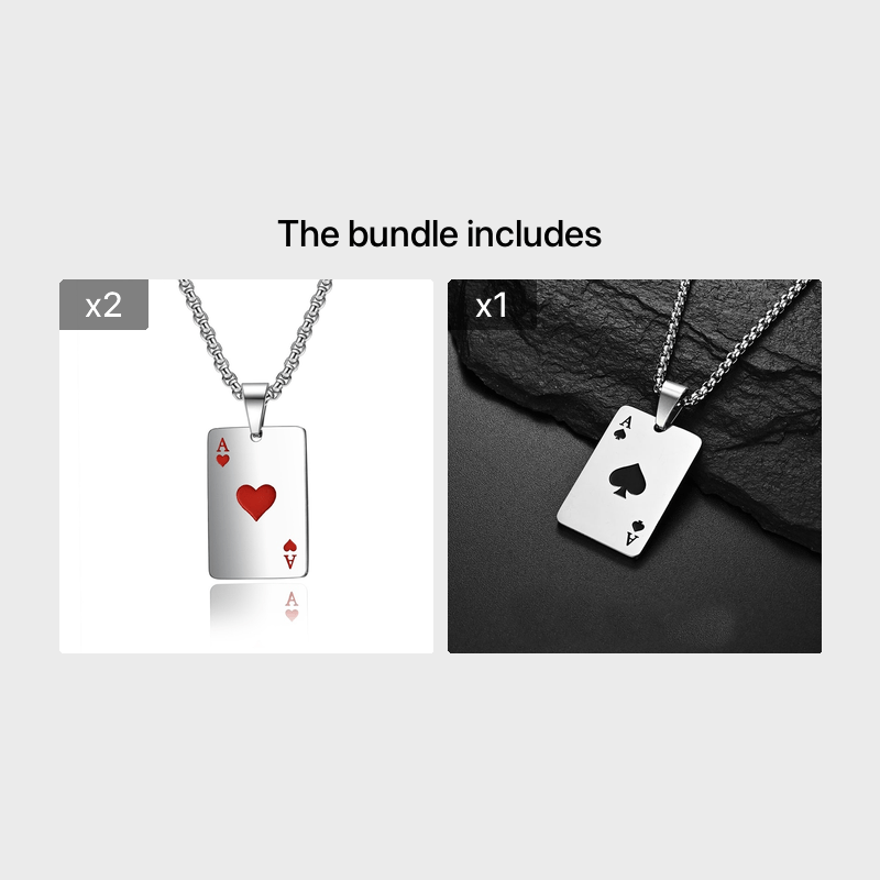 Hip Hop Ace Poker Spades Pendant Chain Necklace