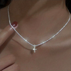 Zircon Necklace With Tiny Pendant Copper Neck Chain Jewelry