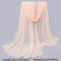 Chiffon Scarf Solid Shawl Sunscreen Head Wrap Hijab Travel Beach Towel