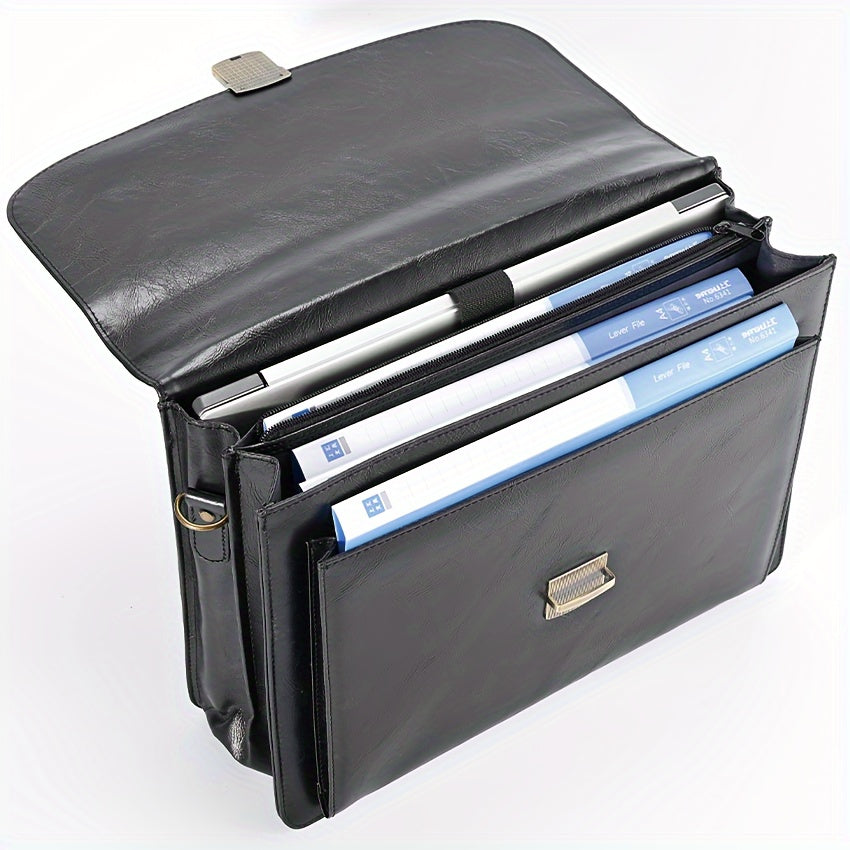 Men's Business Briefcase Laptop & Tablet Compartment Zip Closure