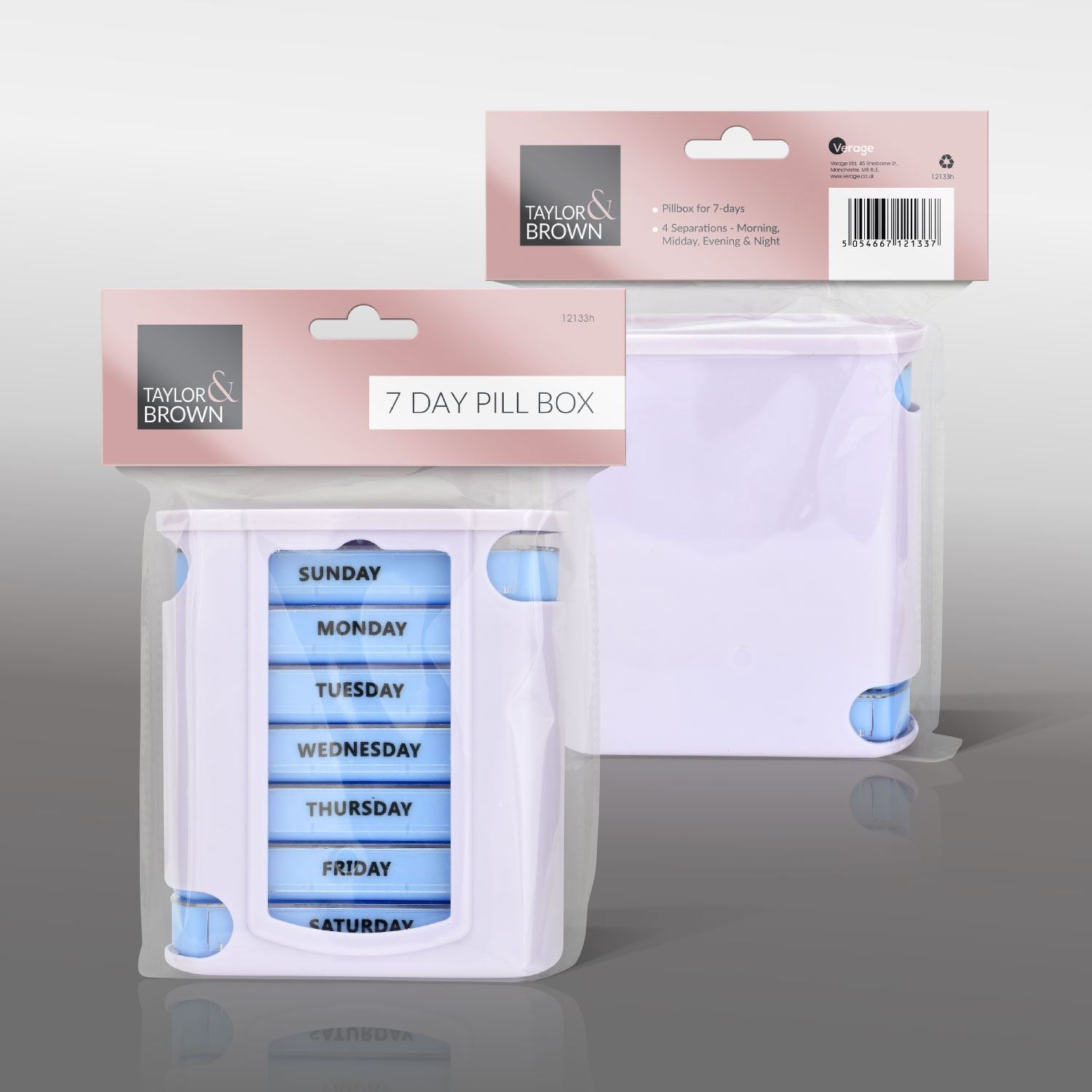 7 Day Weekly Pill Box Dispenser Organizer with Removable Modules