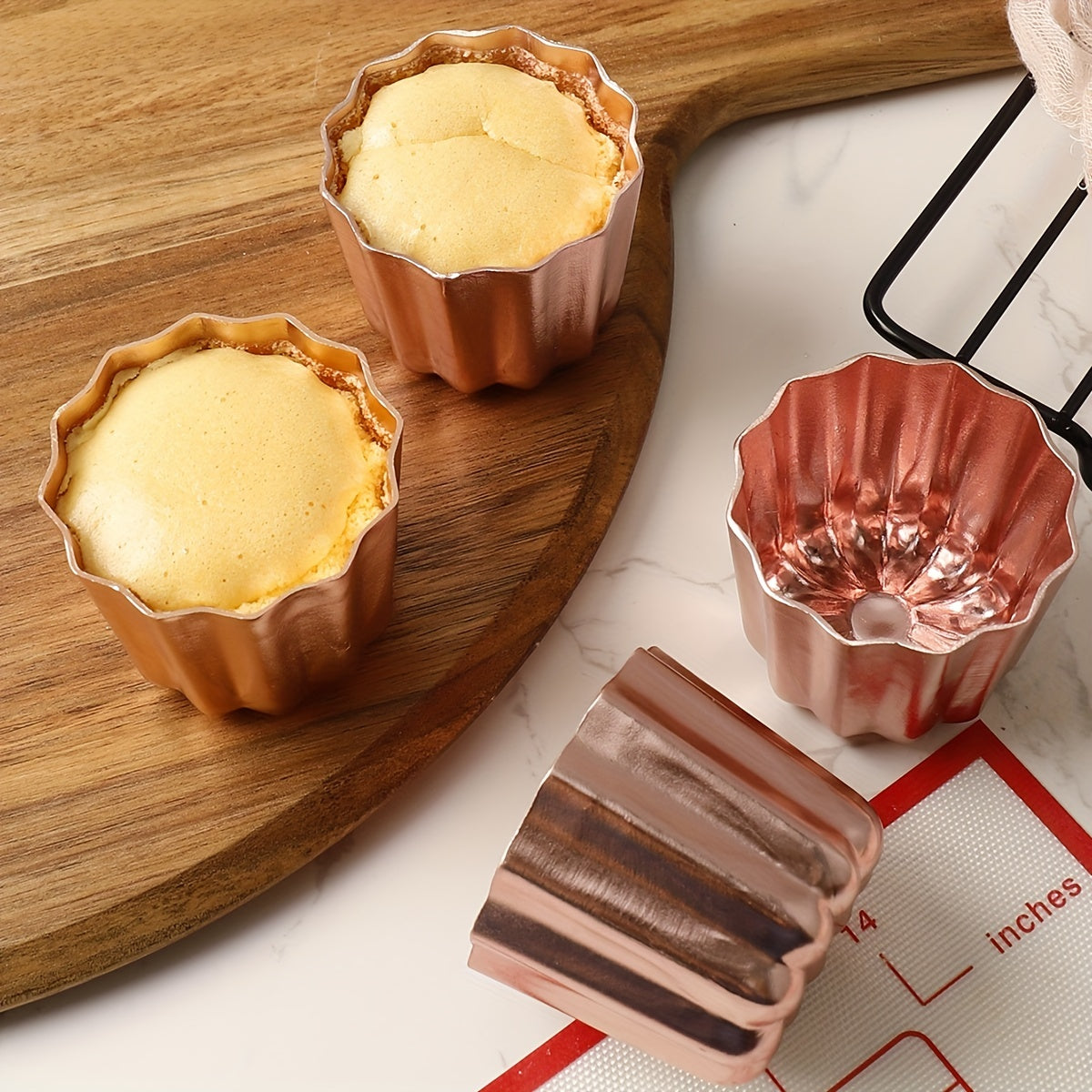 4pcs Non Stick Canele Pan Mousse Cake Mold Pudding Mold Baking Tools