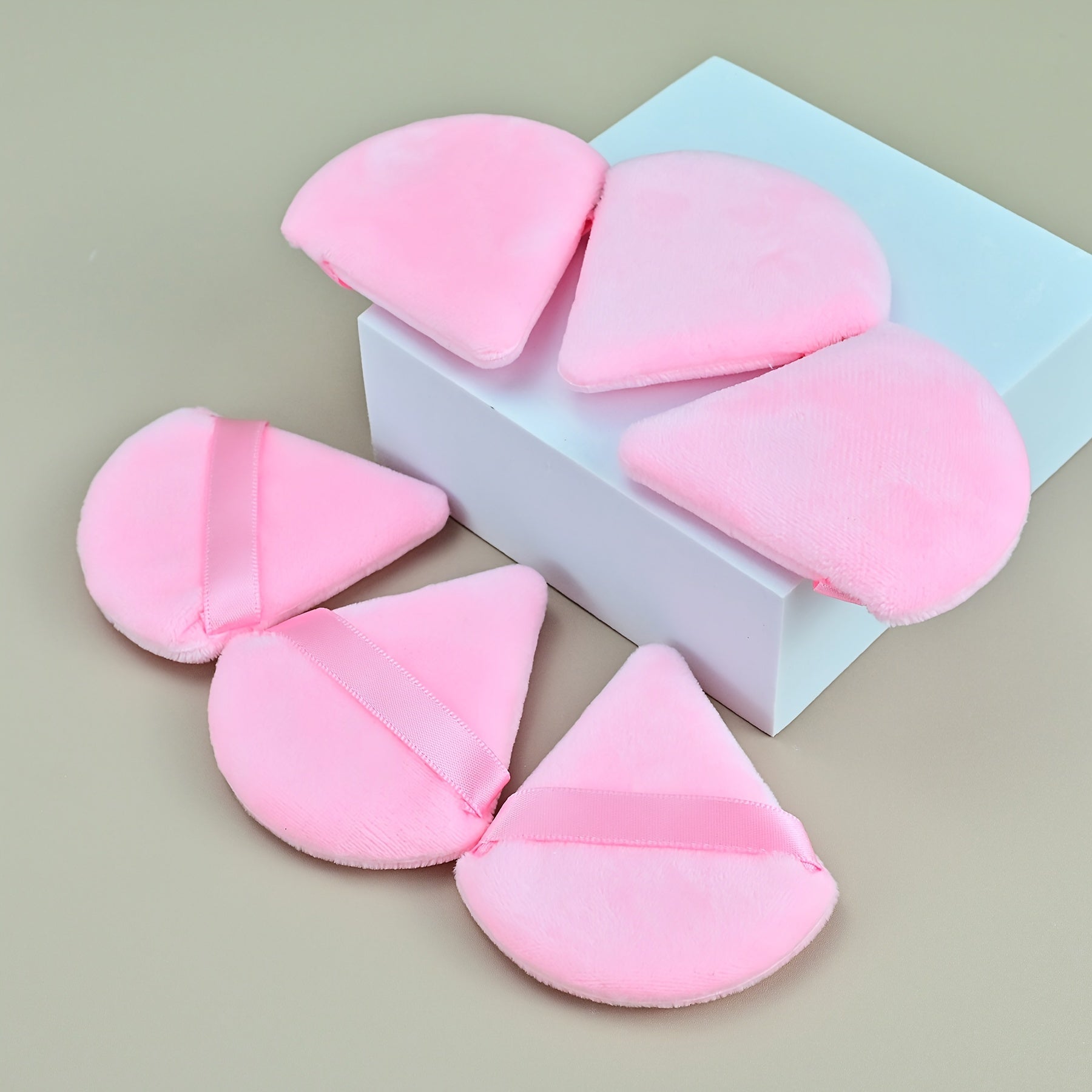 6pcs Powder Puff for Face Makeup Soft Triangle Puffs with Strap