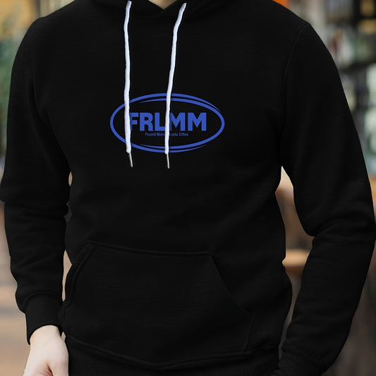 Men's Letter Print Hoodie Casual Graphic Pullover Hooded Sweatshirt