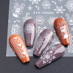 Christmas Nail Art Decals Winter Snowflake Reindeer Gingerbread Man Glitter
