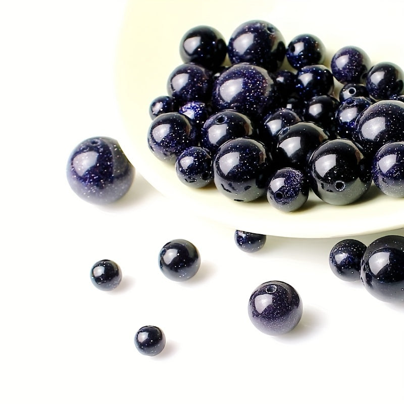 32pcs Natural Starry Sand Round Stone Gemstone for DIY Bracelet Necklace