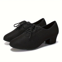 Women's Mesh Breathable Dance Shoes Chunky Heels Balloon Training Practice