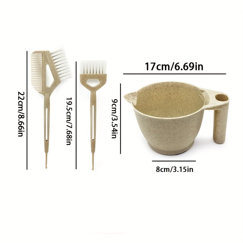 Eco Wheat Straw Hair Dye Kit w/ Bowl & Brush Set for Normal Hair
