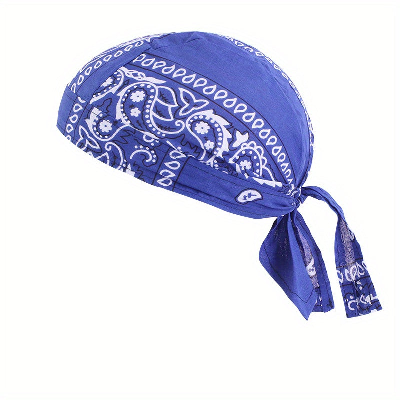 Paisley Print Turban Cap Ramadan Head Wrap Bandana Casual Lace Up Hijab Hat