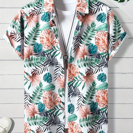 Men's Hawaiian Floral Short Sleeve Shirt for Summer Vacation