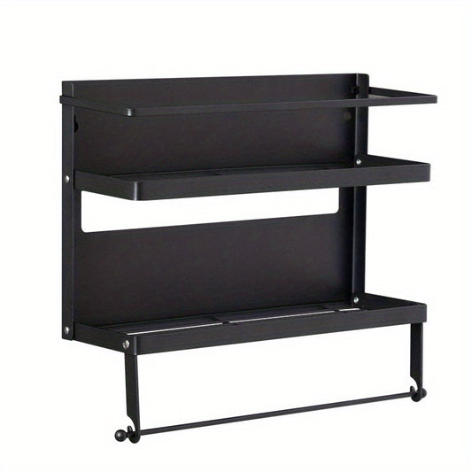 Magnetic Spice Rack and Paper Towel Holder for Kitchen Organization