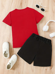 2 Boys Little Pattern T Shirts & Shorts Set Kids Summer Clothes