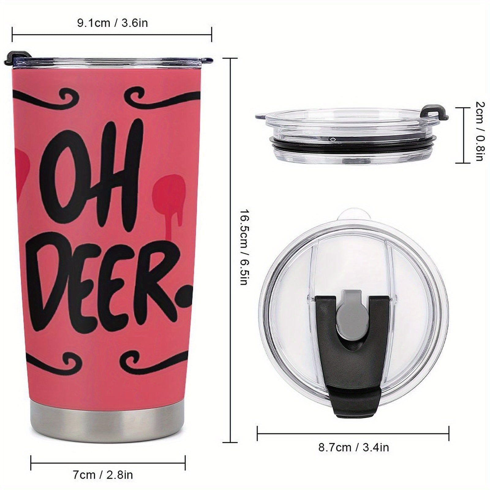 20oz Oh Deer Stainless Steel Tumbler Pink Swirls