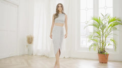 Crop Tank Top & Ruched Split Front Skirt Set Women's Outfit