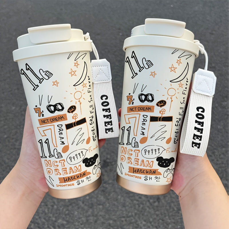 530ml Musical Note Graffiti Thermos Insulated Coffee Cup Men Party Gift