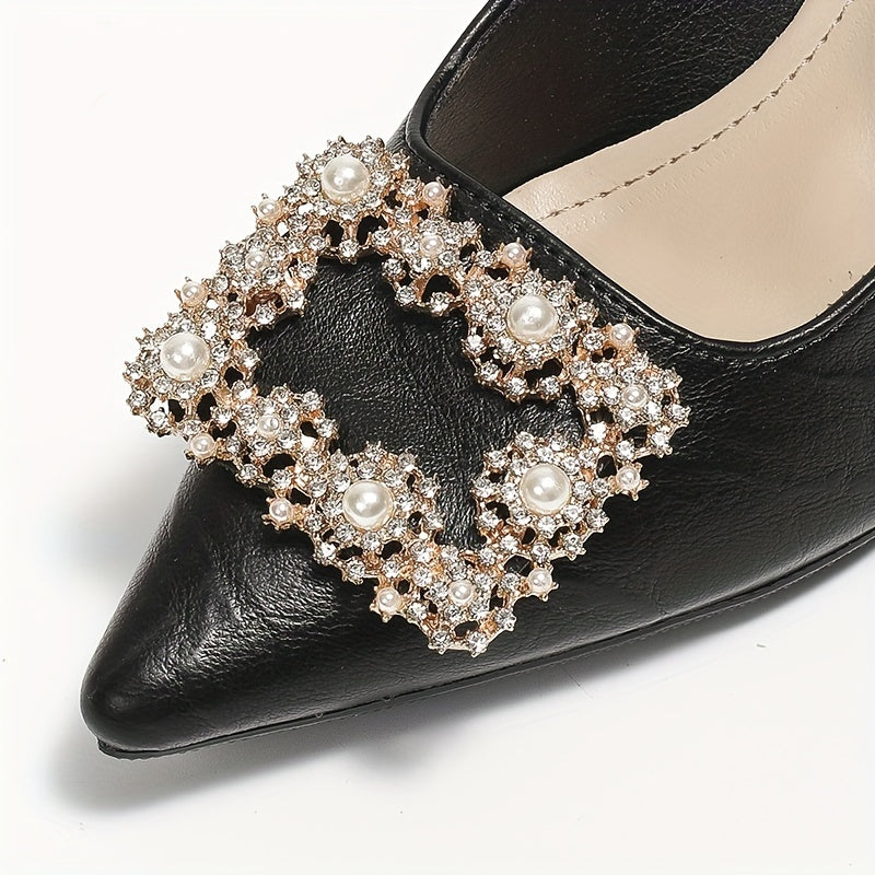 Women's Rhinestone & Faux Pearl Stiletto Heels Slip On High Heels