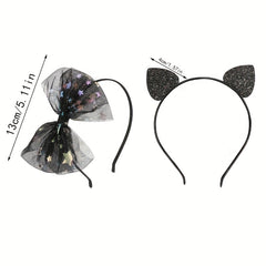 Halloween Mesh Hair Hoop with Cat Ears for Children