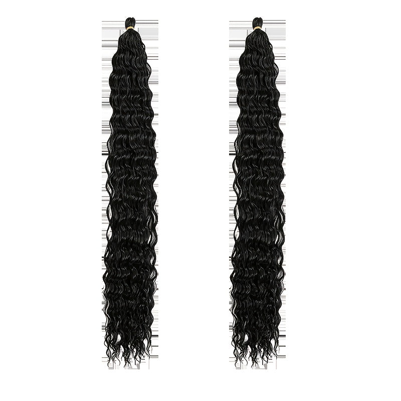 2pcs 50.8cm Afro Kinky Curly Hair Bundles Braided Hair Extensions Synthetic 1B