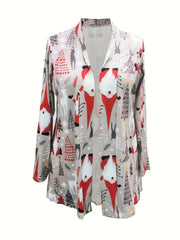 Graphic Print Long Sleeve Cardigan