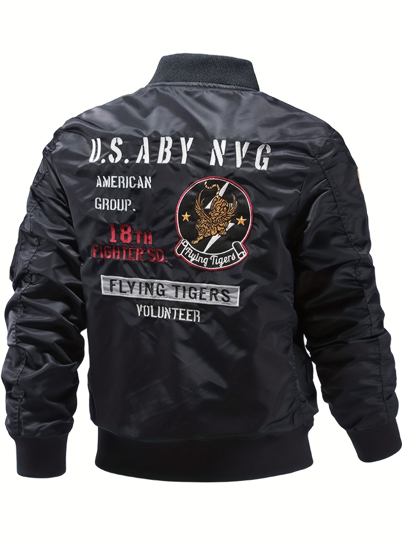 Embroidered Jacket Men's Zip Up Baseball Jacket