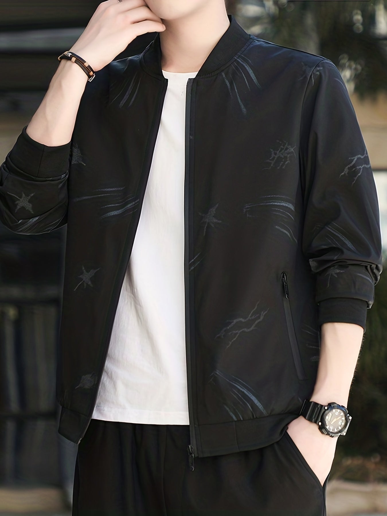 Men's Full Zip Windbreaker Jacket Casual Baseball Coat