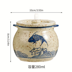 Japanese Ceramic Spice Jar with Lid and Spoon
