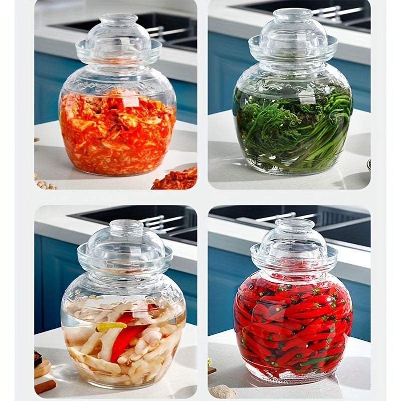Glass Pickle Jar 1.5-2.5L Fermentation Jar with Water Seal