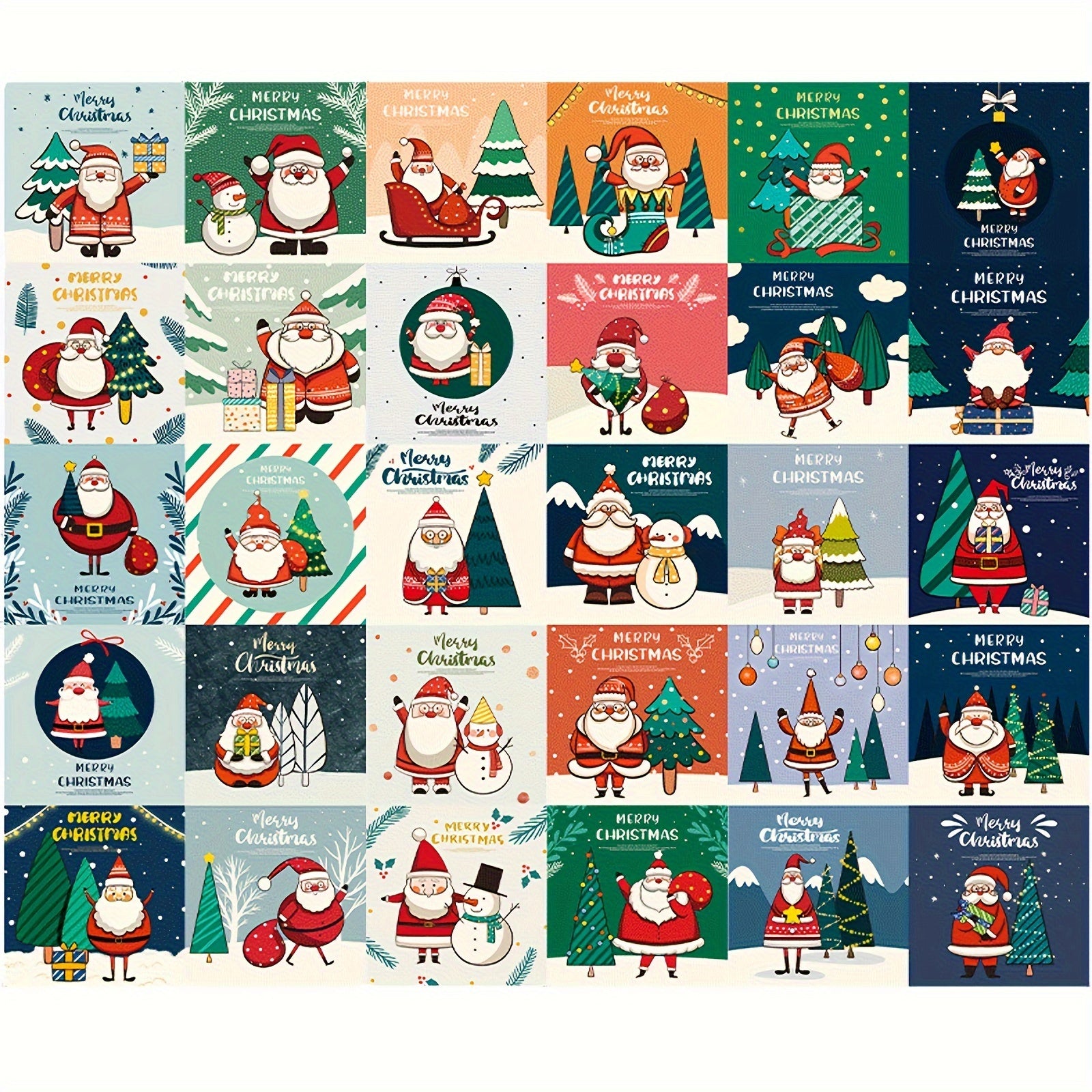 30pcs Santa Claus Blessing Small Postcard Christmas Surprise Gift Cards