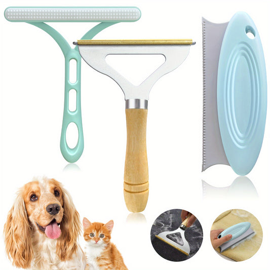 3 Pc Car Seat Cushion Hair Remover Set for Fuzz Dust Car Mat & Hairb