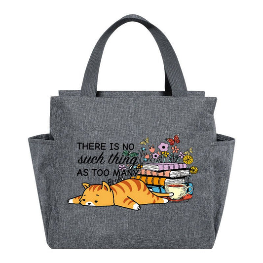 Tired Cat Insulated Lunch Bag Oxford Cloth Cooler Box Portable Food Stor