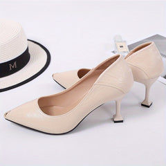 Women's Pointed Toe High Heels Metal Top Slip On Stiletto Heels