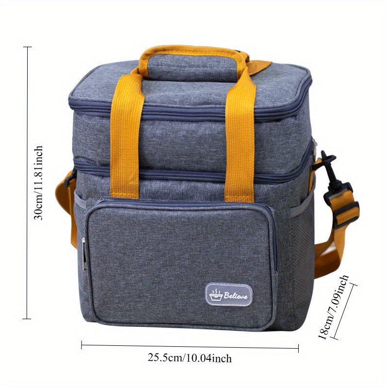 Stylish Insulated Lunch Bag Double Layer Waterproof Large Capacity