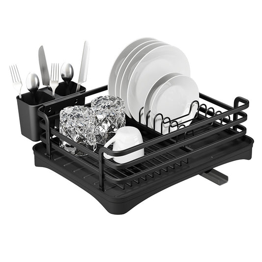 Stainless Steel Dish Drying Rack with Cutlery Holder Kitchen Accessory
