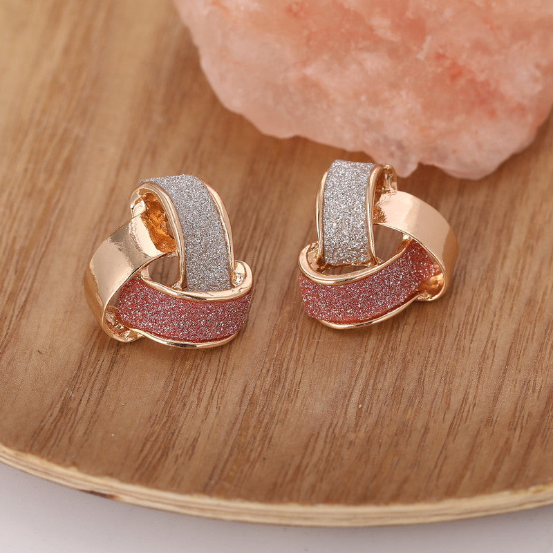 Two Tone Stud Earrings For Women Girls 1Pair