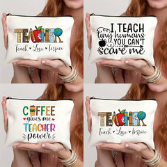 Teacher Love Inspire Print Cosmetic Bag Makeup Travel Toiletry Organizer