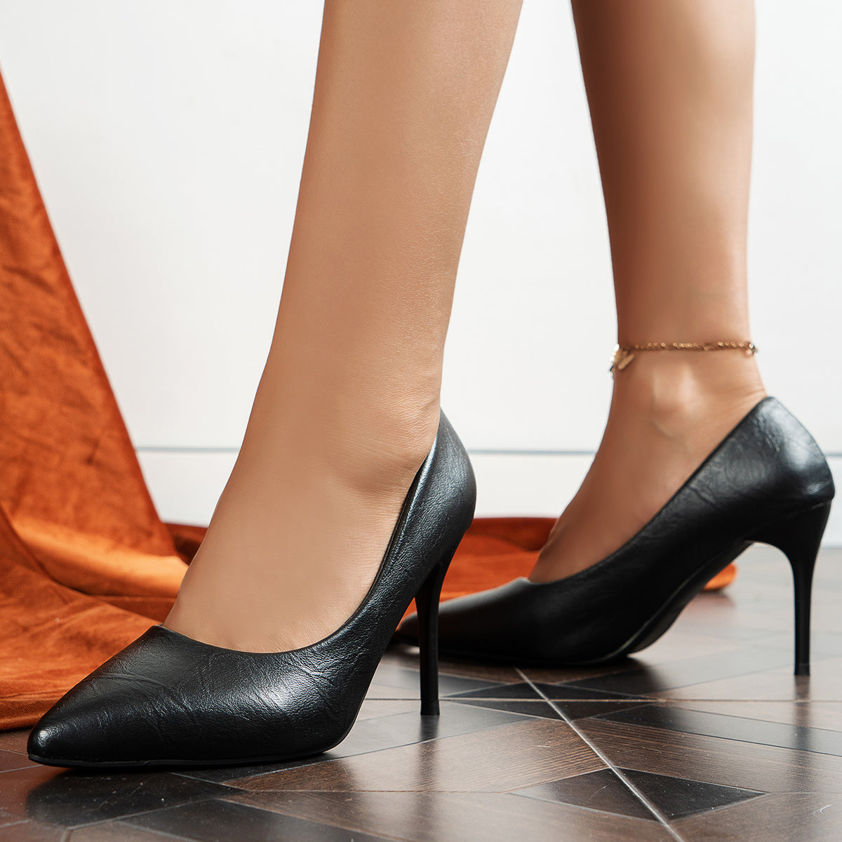 Women's Stiletto Heels Slip On Pumps Pointed Toe Comfortable Faux Leather