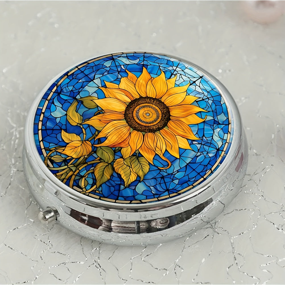 Sunflower Pill Box 3 Compartment Portable Medicine Organizer