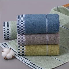Absorbent Cotton Hand Towel Plaid Pattern Soft And Thickened
